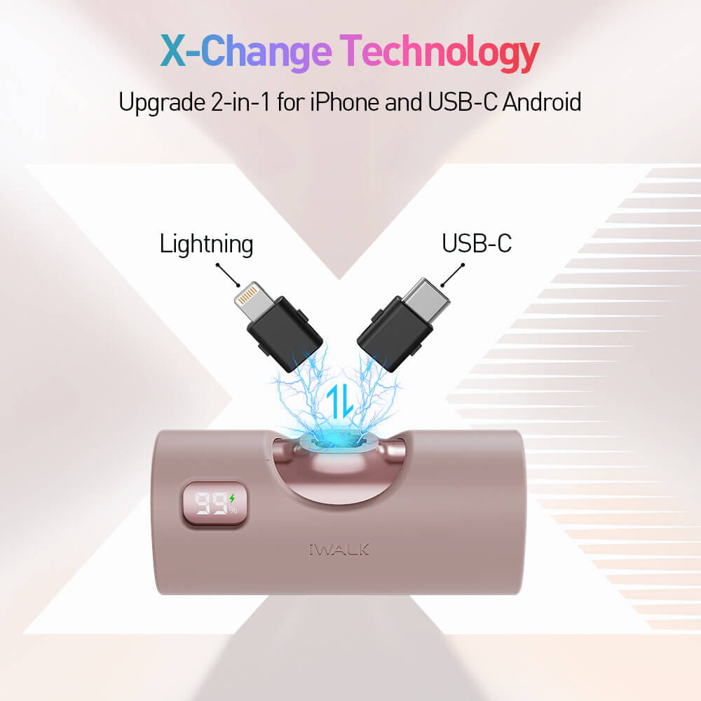 แบตเตอรี่สำรอง IWALK LINKPODX 5000 MAH สี ROSEGOLD เปลี่ยนหัวชาร์จได้ทั้ง LIGHTNING และ TYPEC_2